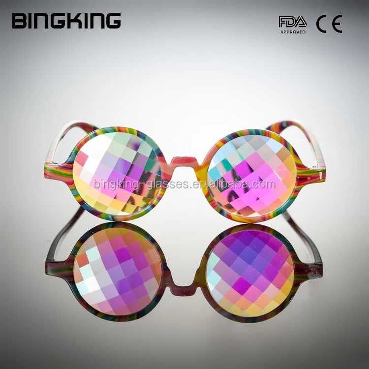 New Kandi Swirl frame rainbow Spine flat back lens diffraction brand kaleidoscope glasses