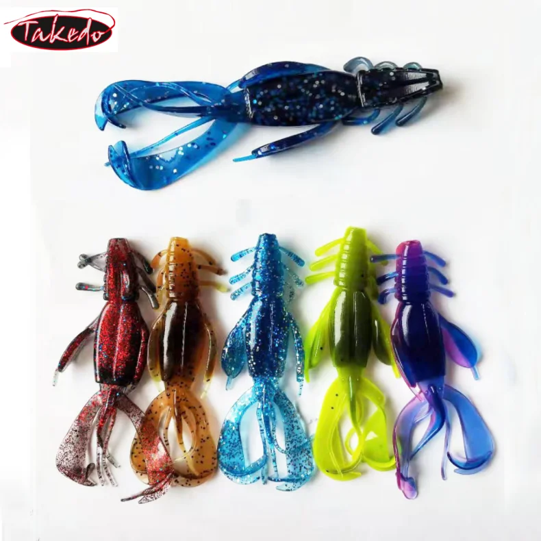 TAKEDO YJ01 Silicone 10cm 10g Soft Shrimp Crayfish Fishing Trolling Trout Plastic Soft Lure