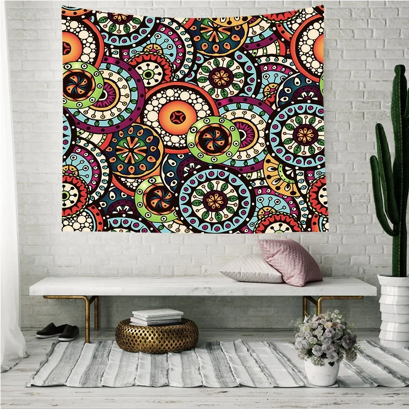 Monad Diy Bohemian Mandala Boho Macrame 150*130cm Woven Digital Printing Wall Hanging Tapestries