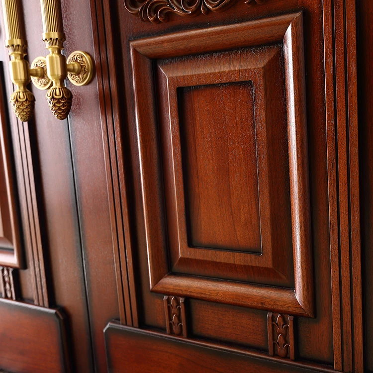 luxury China factory antique carved solid wood double door design entrance door