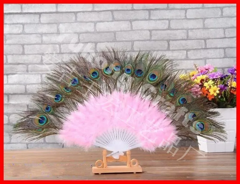 
Wholesale peacock feather foldable fan 