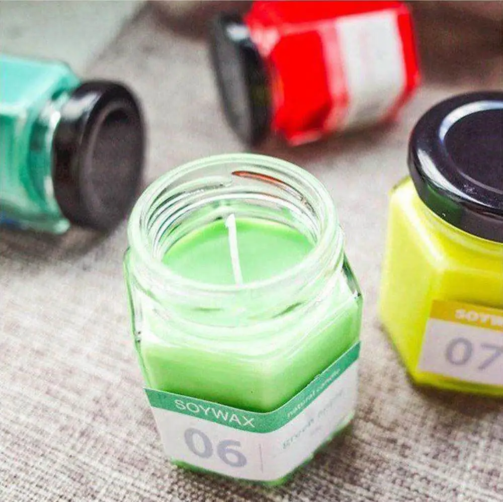 Cheap Price Recyclable Hexagonal Glass Jar Scented Candle Unique Shape Storage Jar Aromatherapy Soy Wax Candle in Bulk