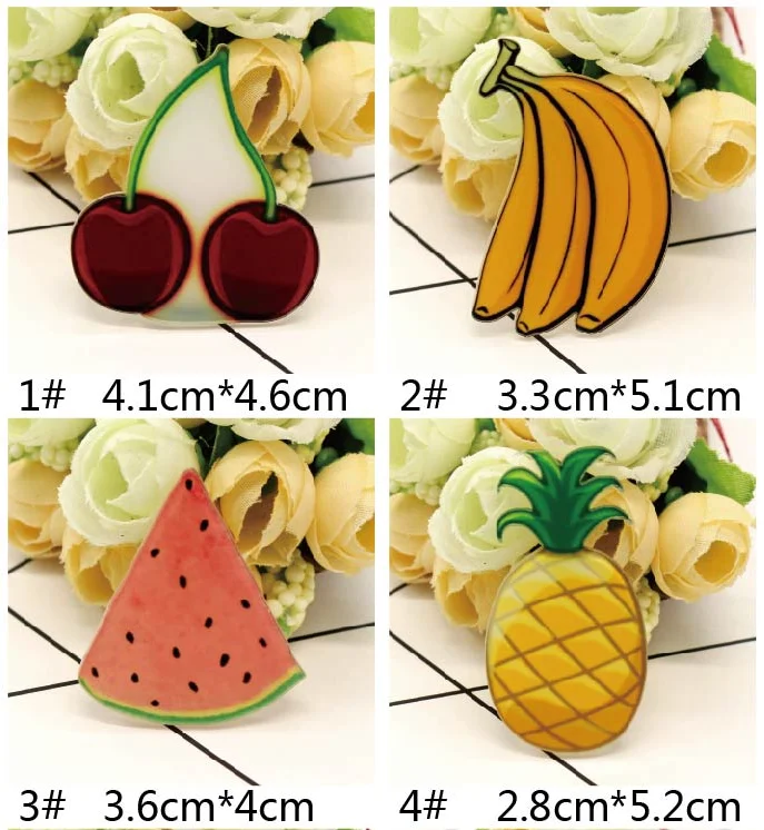 Wholesale Fruit DIY Accessories Plastic Lapel Pin Badge Printed For Garment