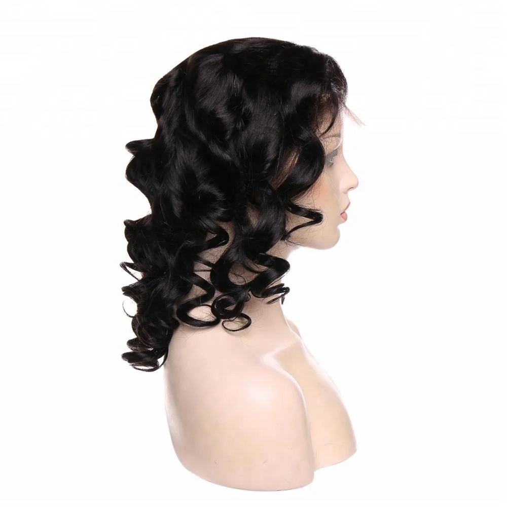 
No glue no tape 14inch 100% brazilian full lace human hair wig wholesale 