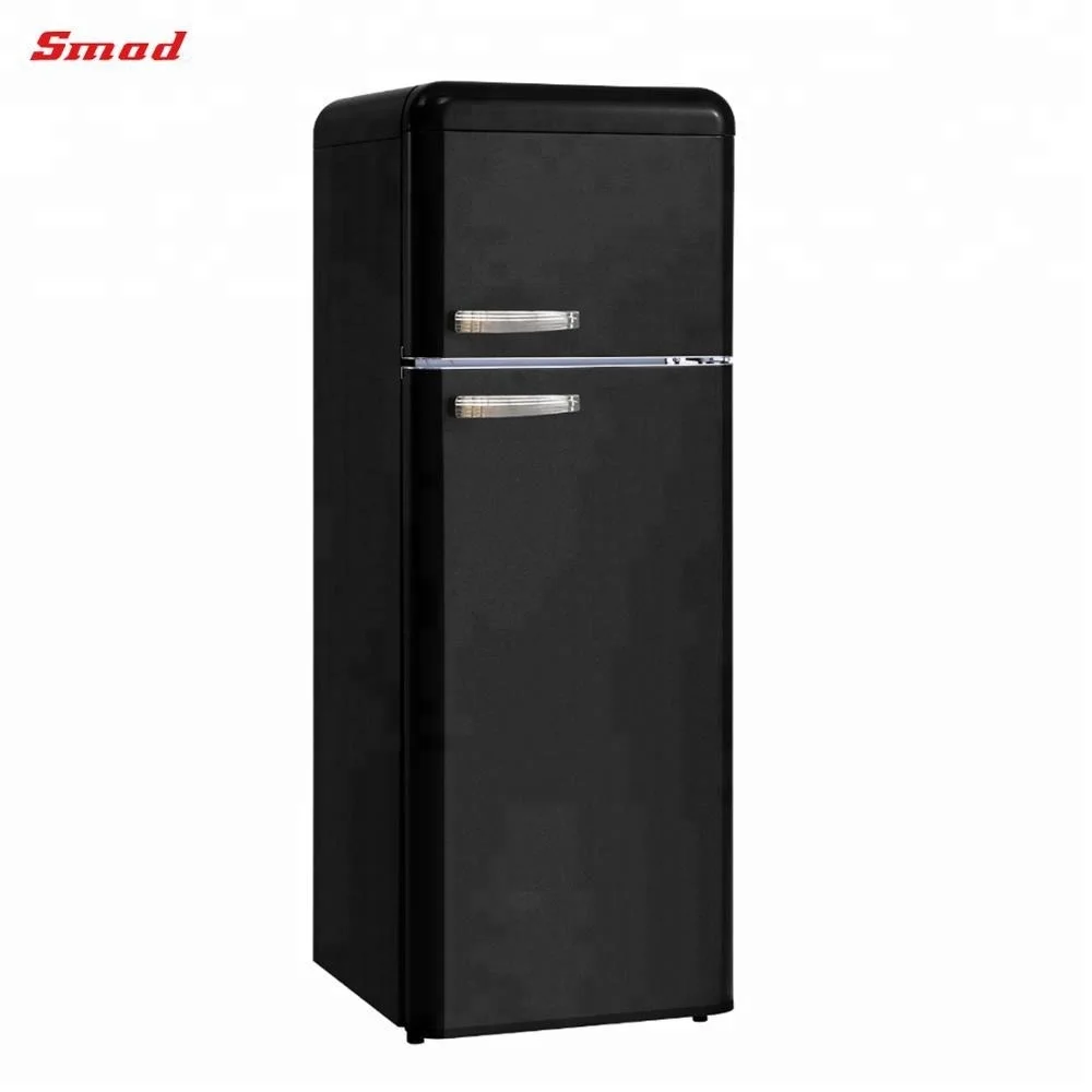 red retro compact single door refrigerator with freezer compartment