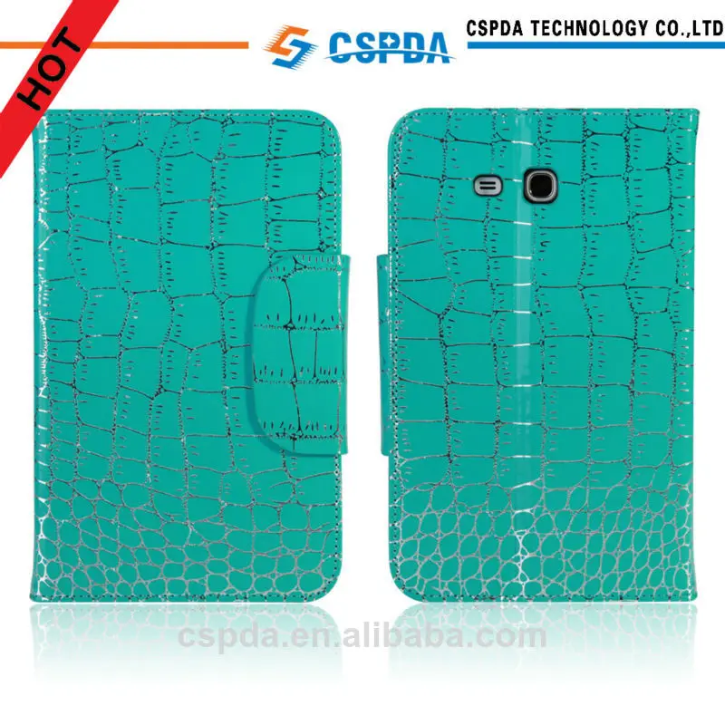 genuines крокодил кожаный чехол для samsung галактики tab3 7 lite со слота для карт и стоят функции