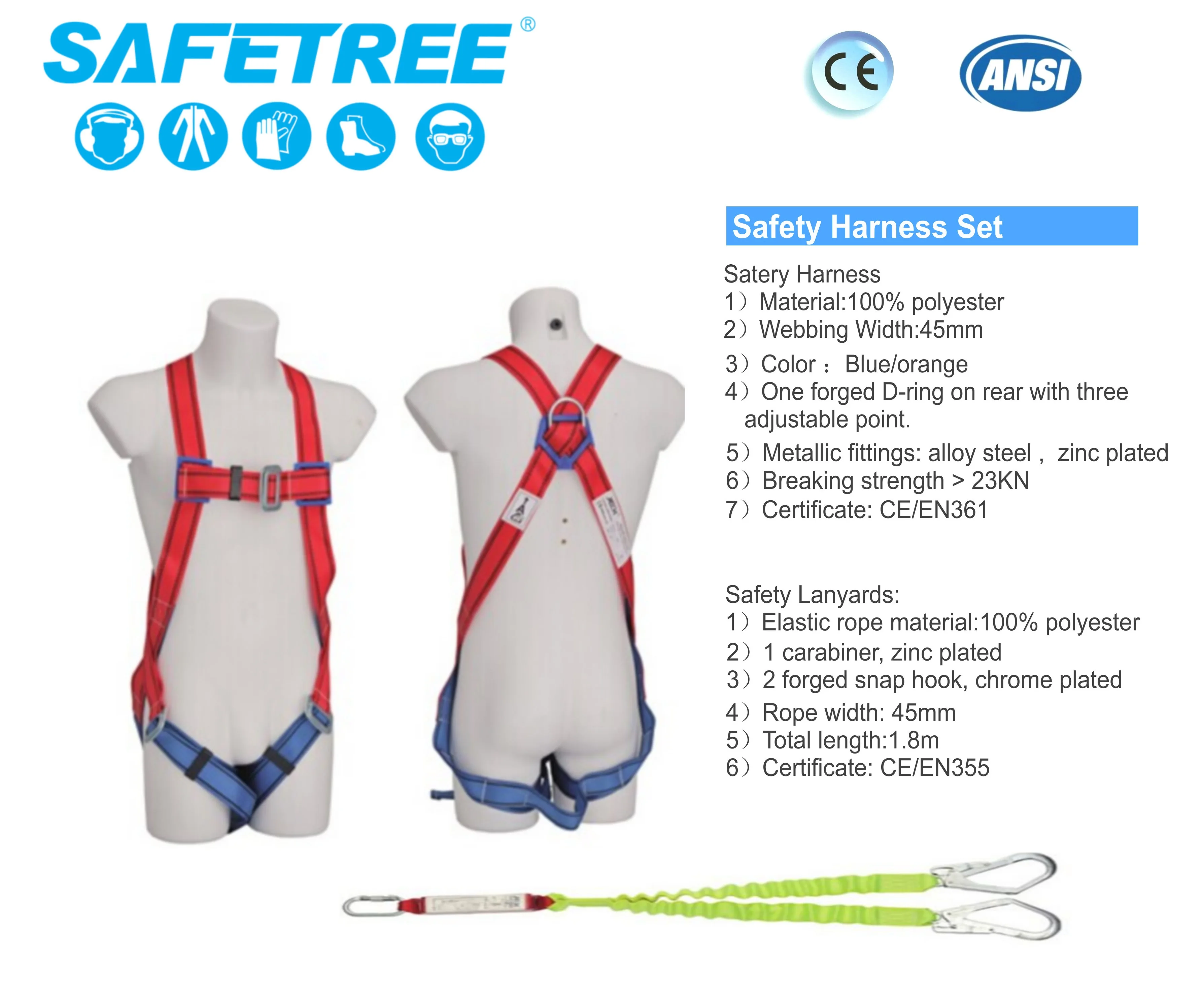 Full body safety harness, PPE, safety protective equipment,safety belt