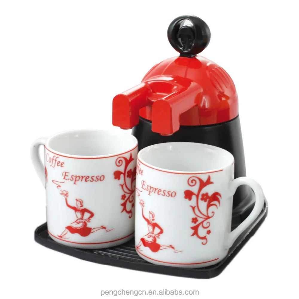 Cute Portable 2 Cup Espresso Drip Moka Maker with Two Ceramic Cups