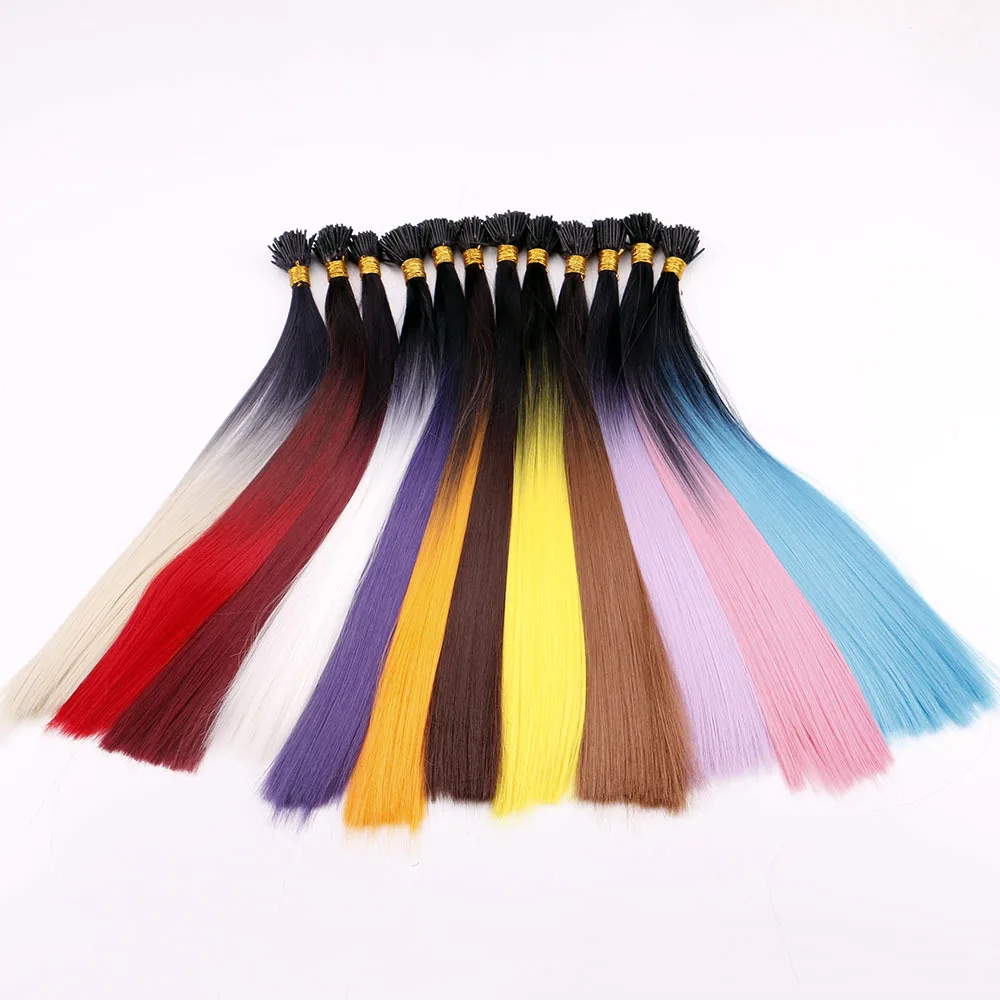 Ombre Synthetic Feathers Hair Extension I tip Hair Extension