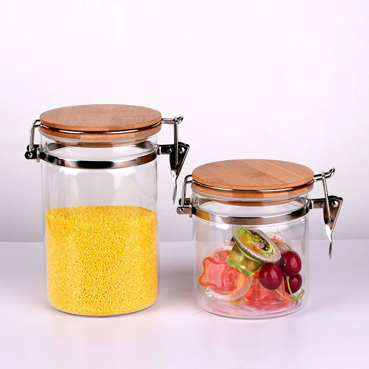 Sealed Food Storage Canisters for Tea, Coffee, Spices, Cookies, Sugar - Glass Jar with Bamboo Lid