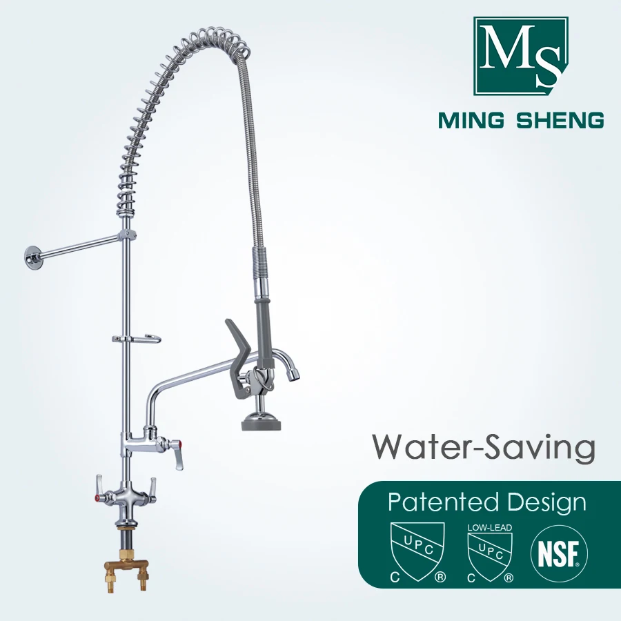 Jiangmen Kaiping Deck Mount 2 Handle Kitchen Plumbing Faucet Pre-Rinse Spray Unit for Dishwasher with CUPC Certificate