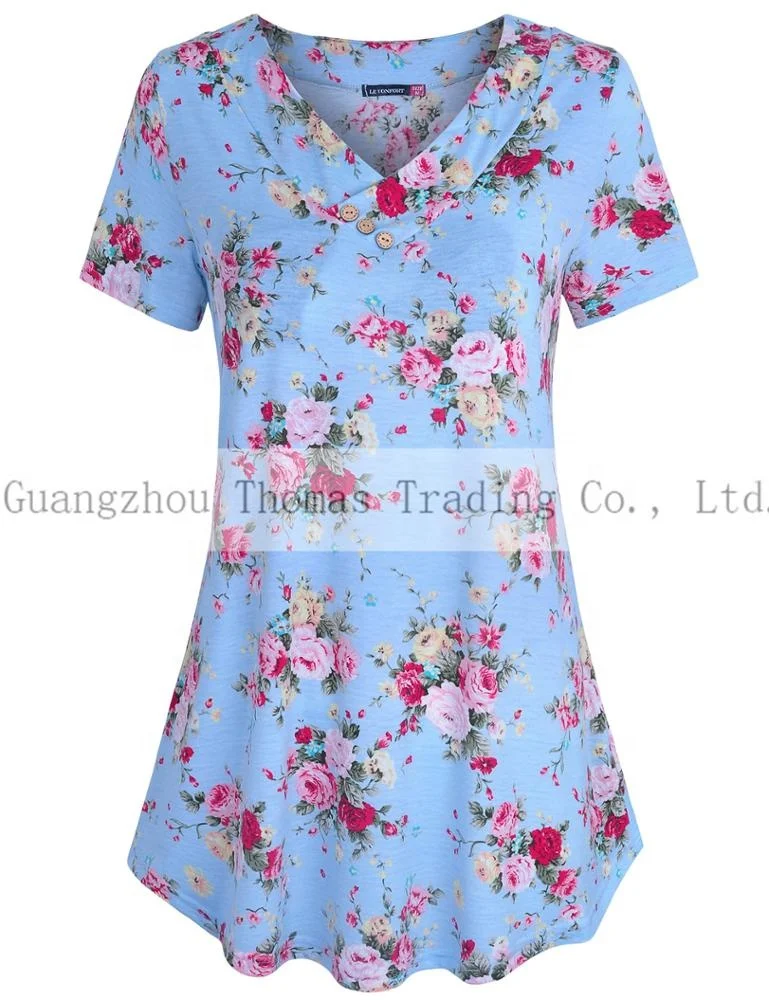 New Design Casual Floral Sunflower Short Sleeve T Shirt Women Tops