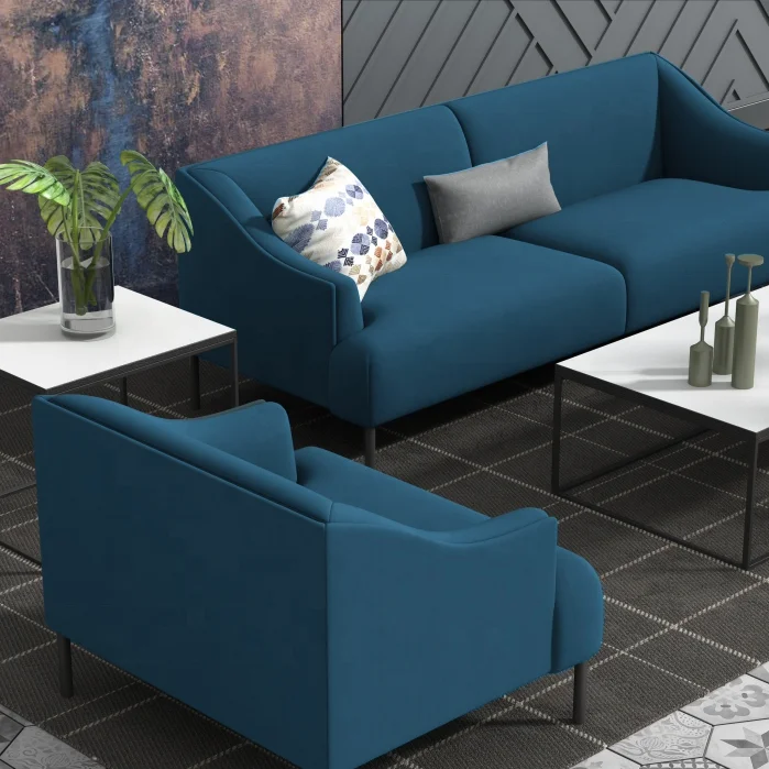 
Modern Fabric Three Seat Sofa with Powder Coated Legs for Office Room / Reception Room 