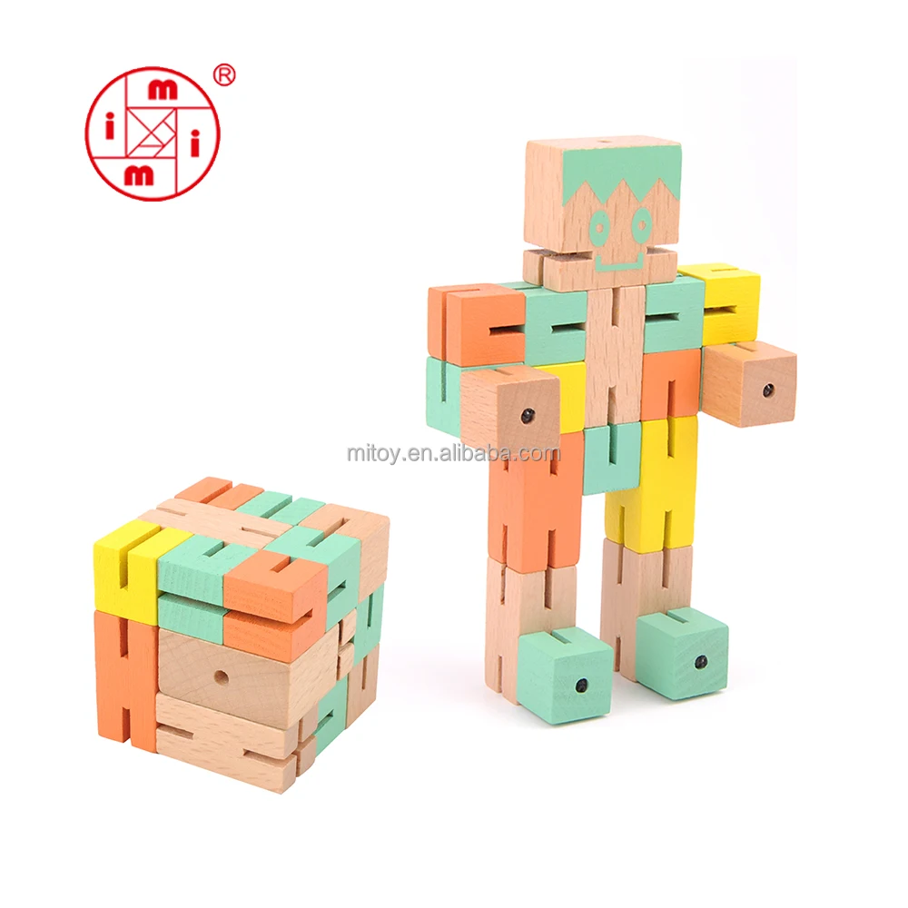 ICTI maker solid wood robot 3d puzzle