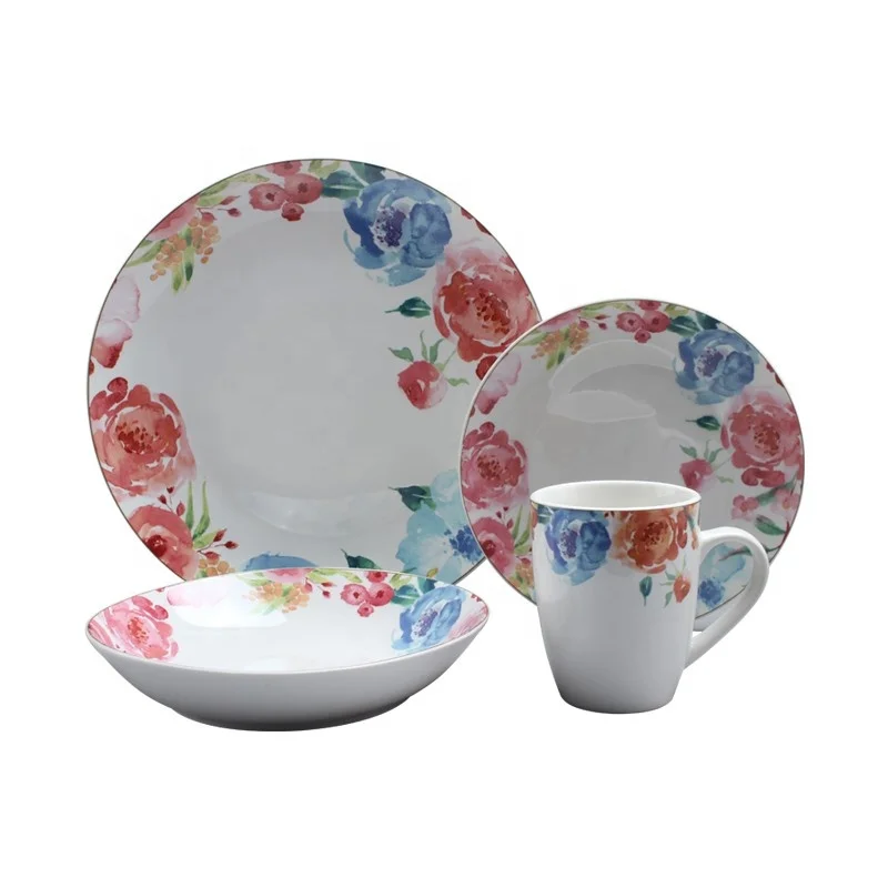 2022 Лидер продаж на Amazon набор роскошной керамической посуды из 16 предметов наборы фарфоровой плитки