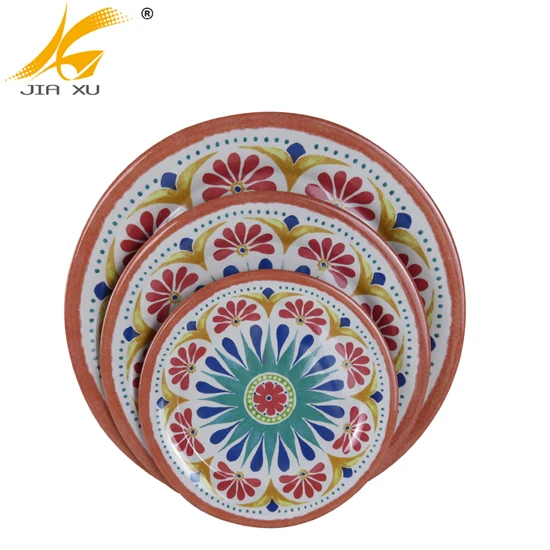 
promotion products simple ring design round flat plate melamine for diner 