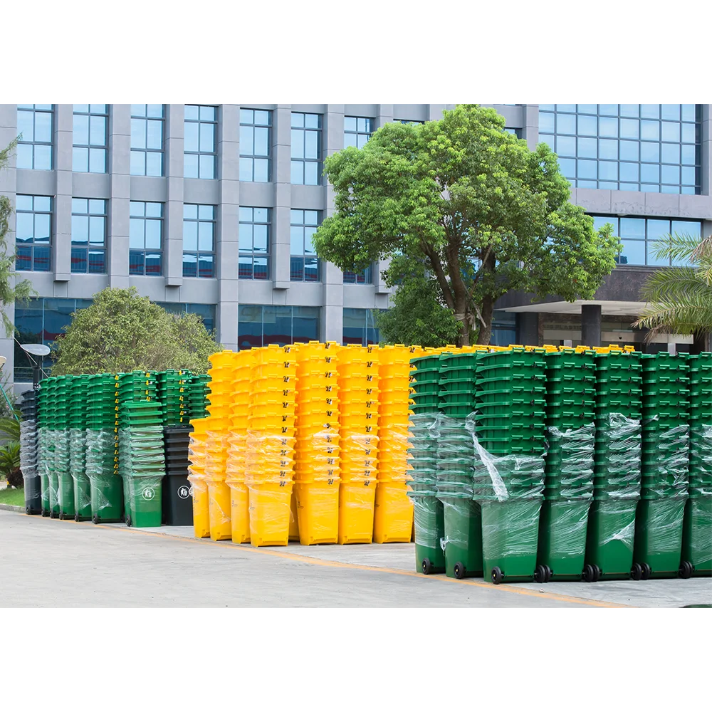 China 2 wheel dolly industrial outdoor plastic garbage waste trash dump bins trolley cart with wheels