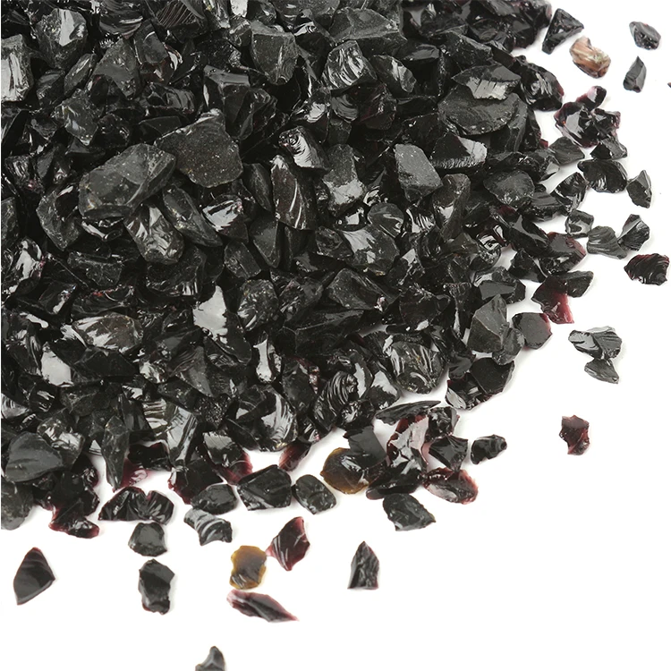 3-6mm Decorative Irregular Shapes Black Crushed Fire Glass Gravel Stones for Fire Pit Patio Fireplace Fairy Garden Decoration
