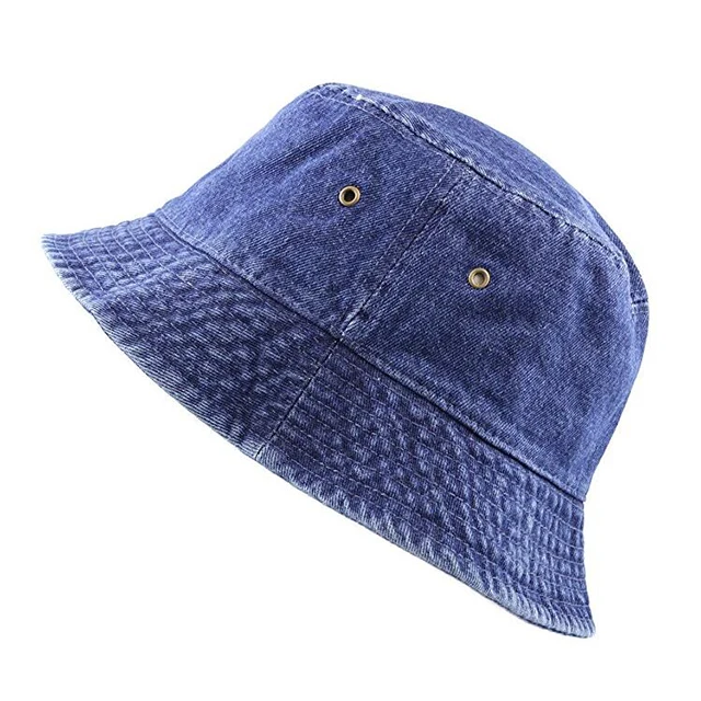 High Quality sun hat jeans Washed Cotton custom denim bucket hat