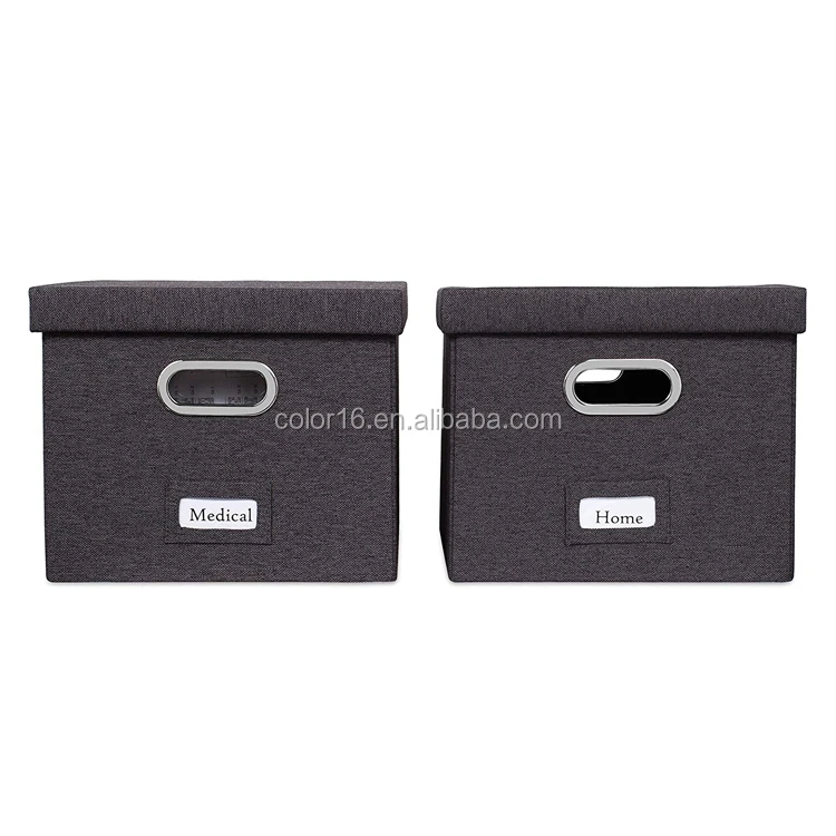 
Cheap price custom linen non woven fabric office medical home use organizer file storage box with lid 