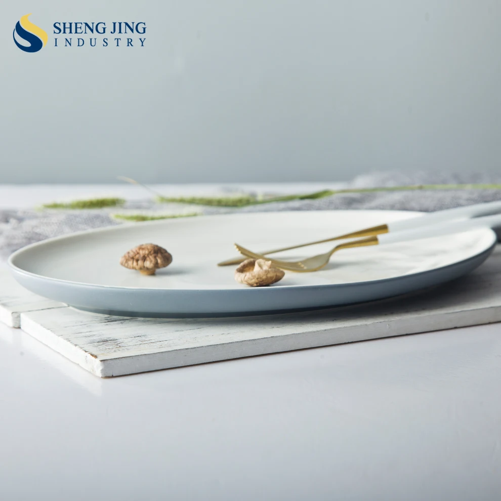 2018 кухонные принадлежности матовый серый 10 дюймов овальных обеденных тарелок фарфора