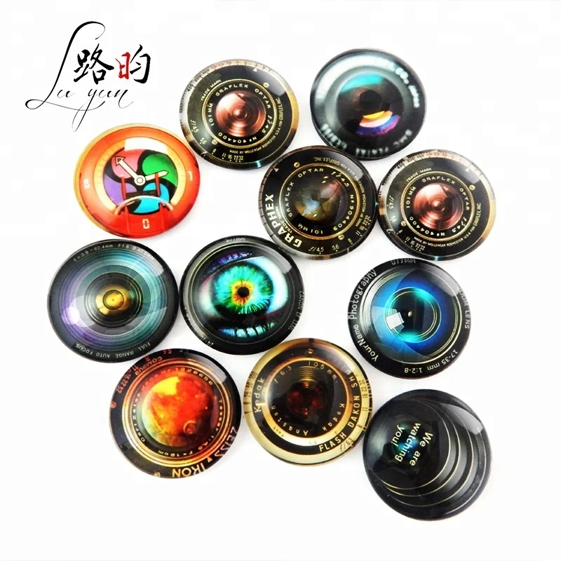 Wholesale customized hot sale round fridge magnets evil eye beads camera glass magnet fridge