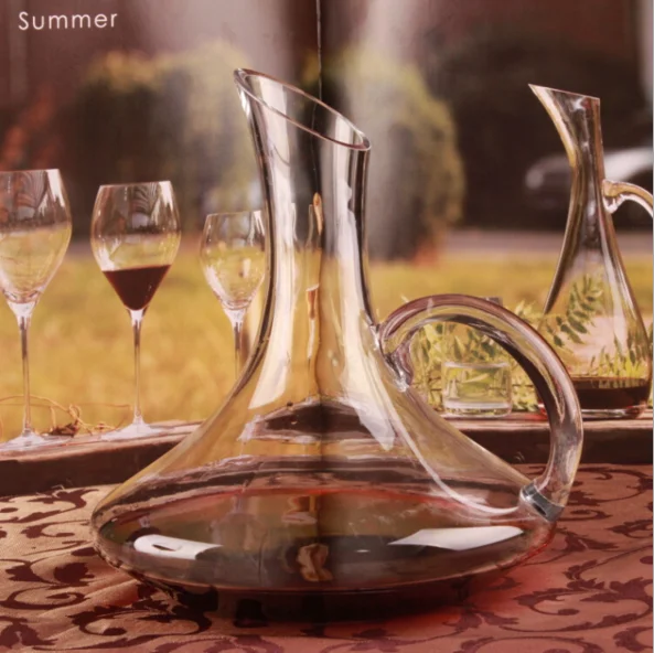 1700ml Cheap Unique Decanter with a Handle Wine Decanter for Red Glass Eco-friendly Customized Logo CLASSIC Party Drinking Glass