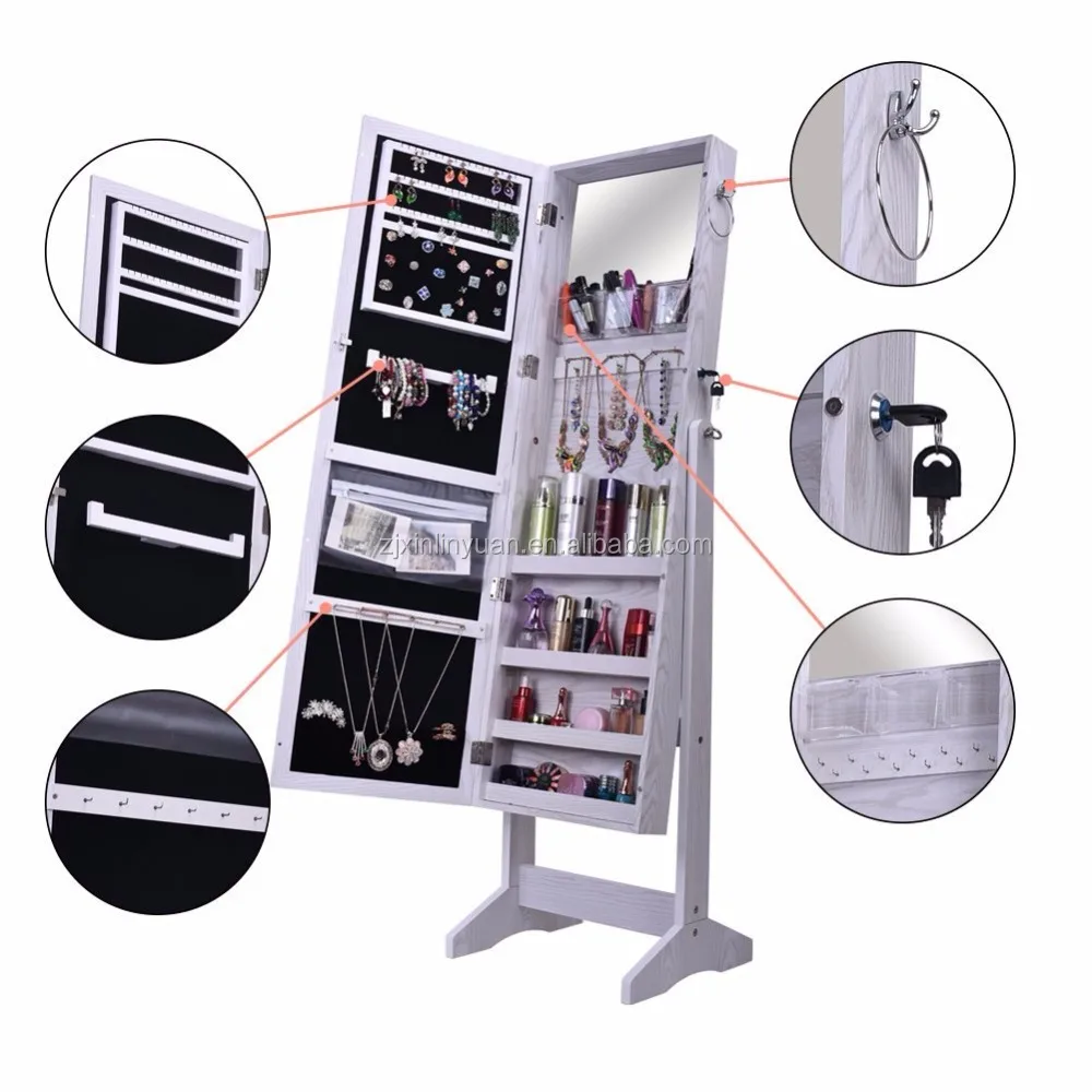 MDF wood full length standing armoire with mirror door