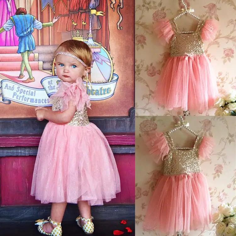 Bling Pinks Princess Baby Kids Girls font b Dress b font Party Gown Formal font b