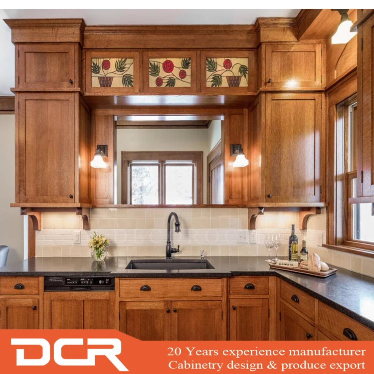 2017 China made wood antique red cedar kitchen cabinets for sale with simple design