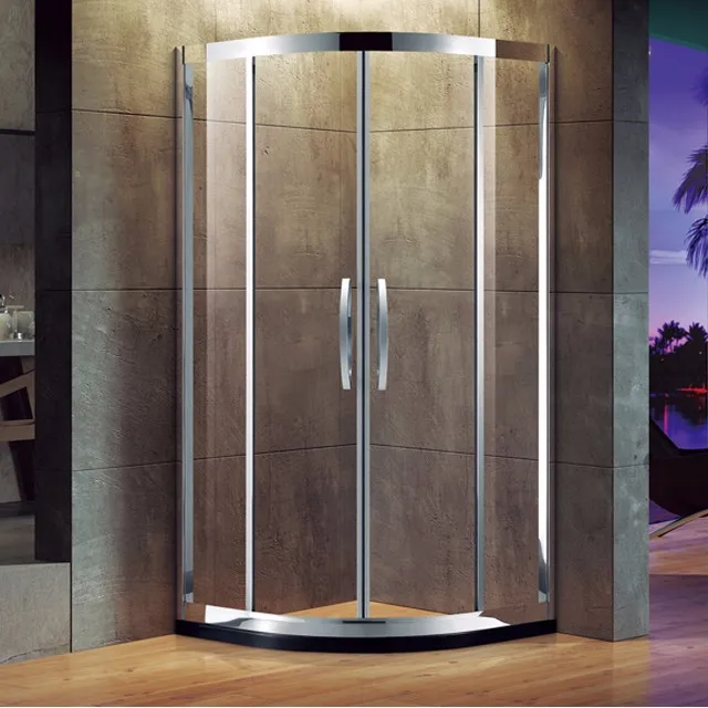 
UPC simple Painting tempered glass round PP tray sliding door shower cabin room 