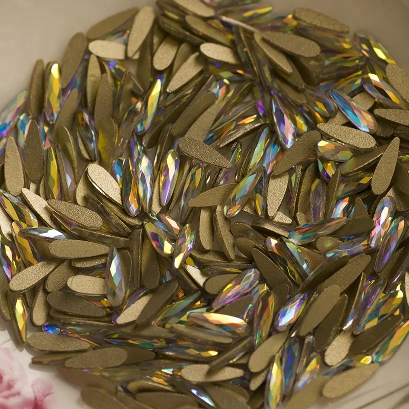 crystal AB teardrop  non hot fix foiled back bling nail art rhinestones