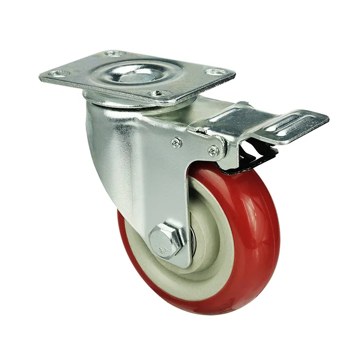 WBD manufacturer castors with brake 3 inch pvc casters medium duti castors wheels