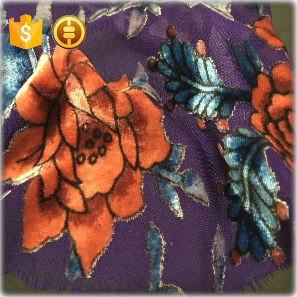 silk velvet fabric burnout floral
