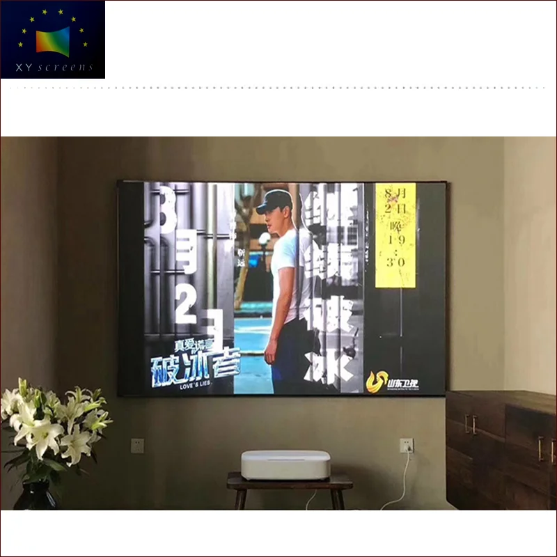 80inch Anti-Light Eye-Protecting Narrow Frame UST PET Projector Screen for Laser Projector TV