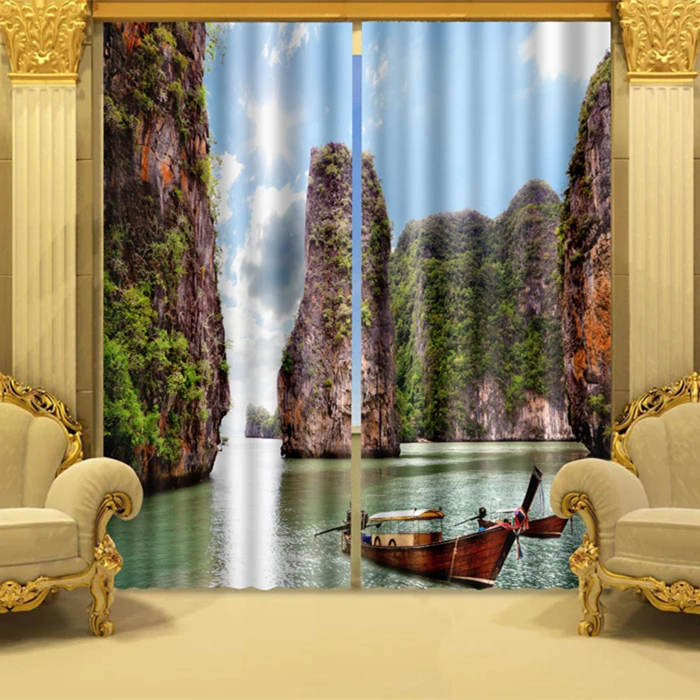 
Home Textile 100% Polyester Blackout 3D Printed Door Air Wall Covering Window Curtain 