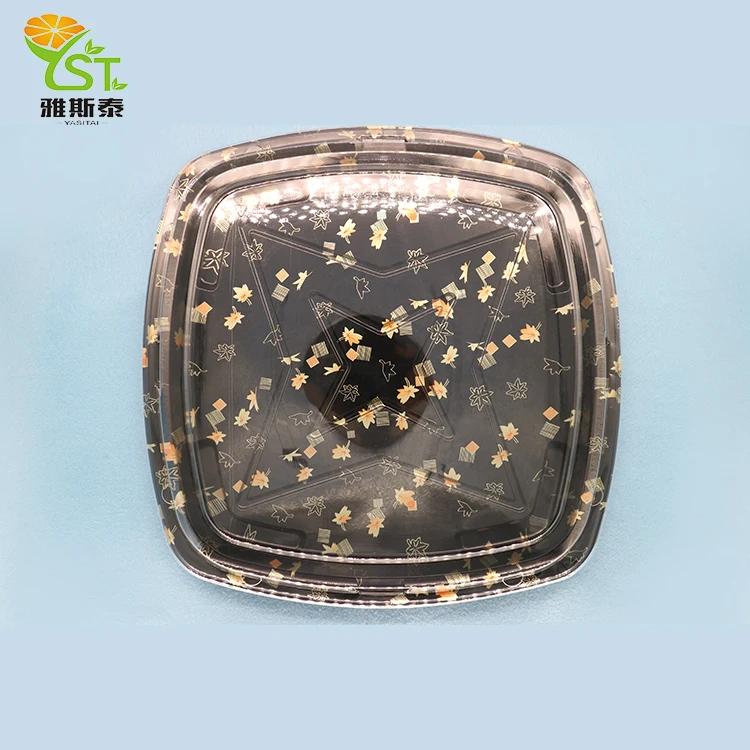 Одноразовая рельефная пластиковая коробка для суши квадратной формы/лоток для вечеринки на вынос