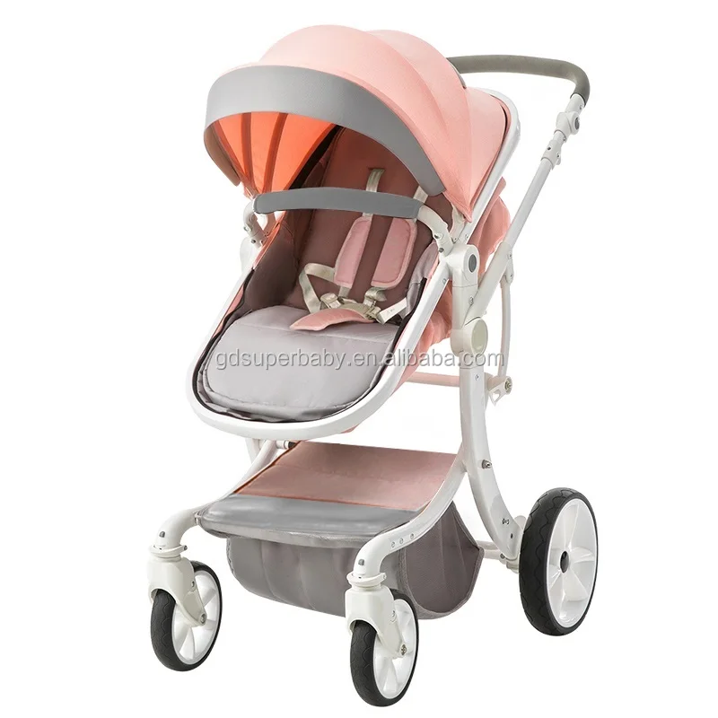 Super fashion high quality landscape leather luxury deluxe baby strollers baby pram 2 in 1