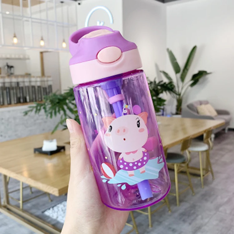
Personalized Design For Kids Children School Flat Straps Custom Tritan Water Bottles with Straw 