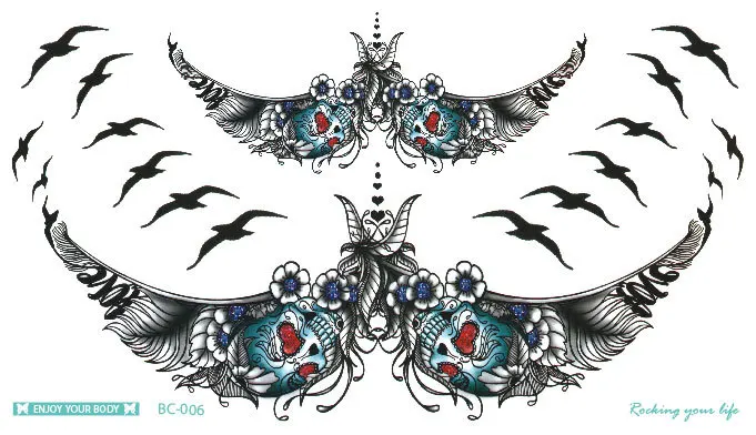 BC-002 chest breast garland flower temporary tattoo sticker long time lasting water proof water transfer tattoo sticker