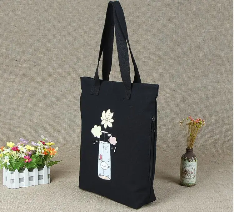 
black color organic cotton bag with lining 