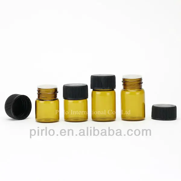 1ml 1.5ml 2ml Dark Glass Oil Sample Bottles with Black Plastic Cap
