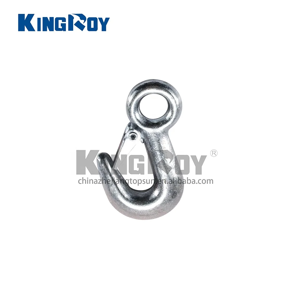 Steel chain crane galvanized forged lifting eye hook with safety latch  for cargo control