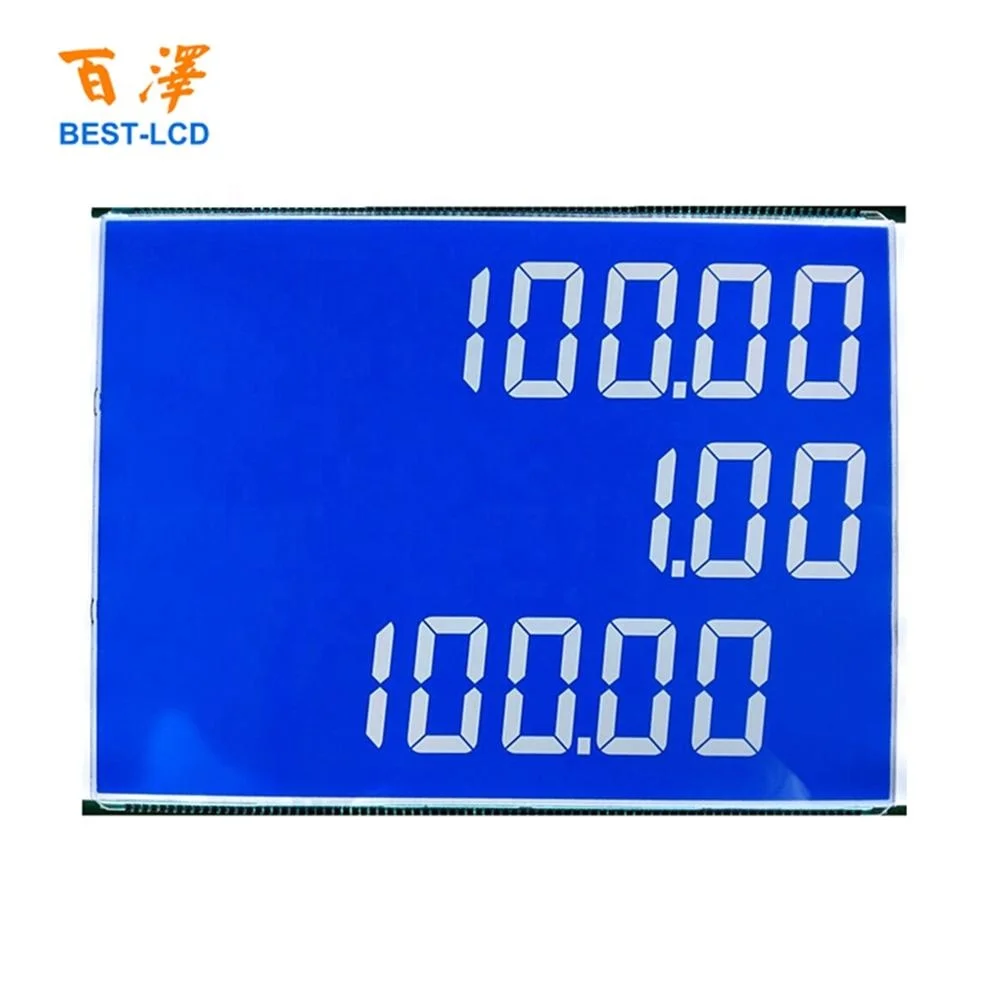 
776 LCD Custom Size Monochrome 3 rows of 7 Segments 6 digits 154pins LCD Panel Display for Fuel dispenser, Petrol Gas Pump 