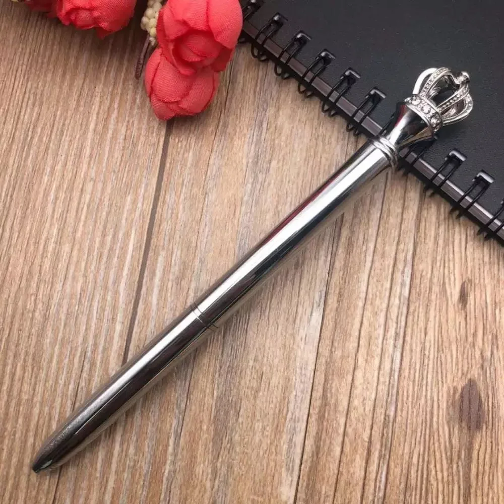 Top Luxury Office & School Diamond Metallic Crown Ballpoint Pen For Gift