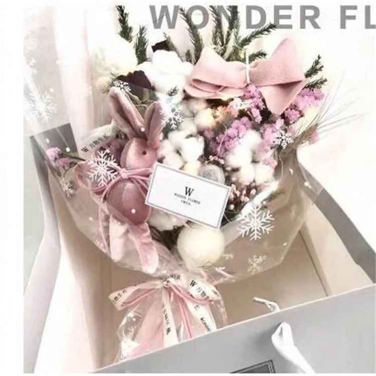 colorful wholesale plush rabbit toy plush animal toy put in the bunch of flowers plush toy