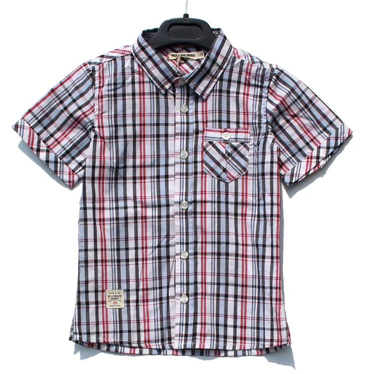 Wholesale new design plaid boy shirt short sleeves children casual shirt kids check shirt