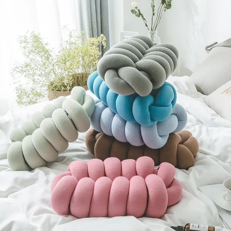 Cheersee new arrival pink decorative throw rectangle waist plush knot pillow for home decor