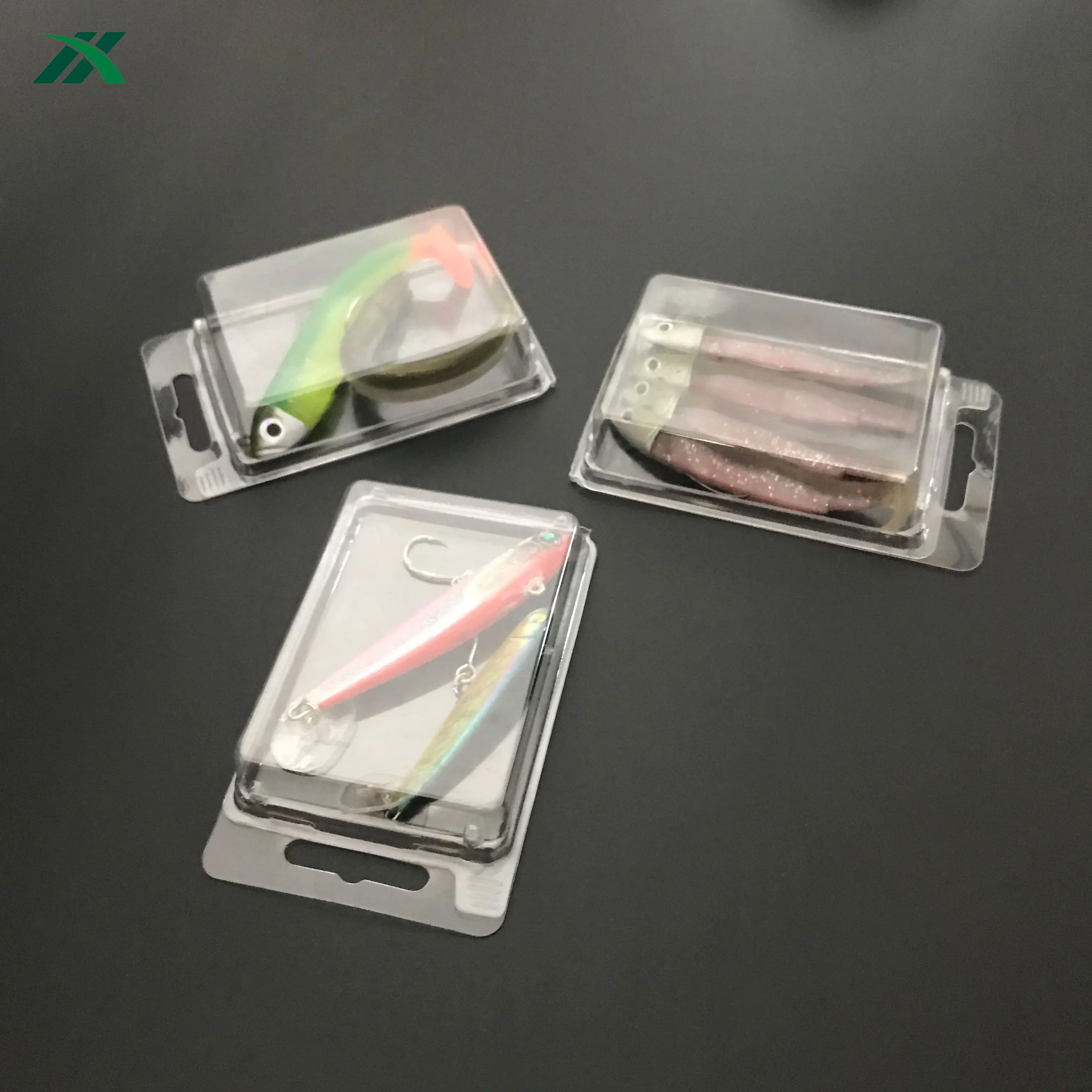 PET transparent stock fishing lure clamshell packaging