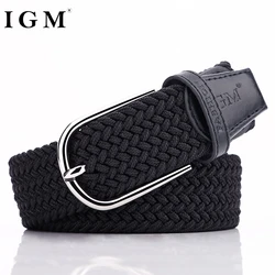Unisex child braided cotton stretch elastic waist woven belt